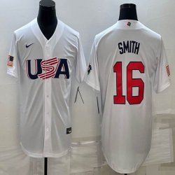 2023 World Cup #16 Will Smith white USA majestic baseball jerseys 10