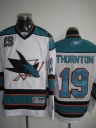 San Jose Sharks 19 THORNTON white Jerseys (C Patch)