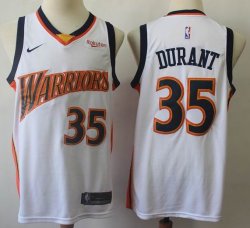 Golden State Warriors #35 Kevin Durant white nba jersey with Sponsor logo -S8