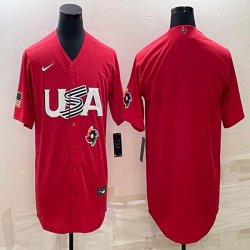 2023 World Cup blank red USA majestic baseball jerseys 03