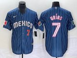 2023 World Cup Mexico #7 Julio Urias blue majestic baseball jerseys 90