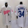 Los Angeles Dodgers Fernando Valenzuela white pink majestic baseball Jersey Joint name 02