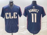 Nike Cleveland Indians #11 Jose Ramirez blue majestic baseball jersey-BD 06