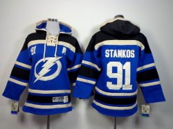 Youth Tampa Bay Lightning 91# stamkos dark blue Ice hockey Hooded Sweatshi