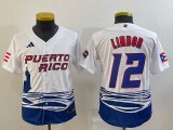 Women Puerto Rico Baseball Francisco Lindor White 2023 World Baseball Classic Replica Player Jersey 09