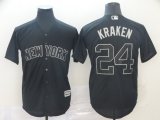 New York Yankees #24 Kraken black majestic mlb baseball jersey Nickname version