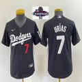 Women 2024 World Series Champions patch2024 World Series Champions patch Los Angeles Dodgers #7 Julio Urias black majestic baseball jerseys 03