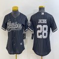 Women Nike Oakland Raiders #28 Josh Jacobs black baseball jerseys Joint name-BD 01