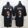 Nike Cincinnati Bengals #9 Joe Burrow Black Color Rush Limited Jersey Rainbow version-BD