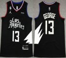 Jordan logo Los Angeles Clippers #13 Paul George black NBA jerseys 6 patch -XD