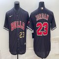 Nike Chicago Bulls #23 Michael Jordan black baseball jerseys Joint name-BD 03