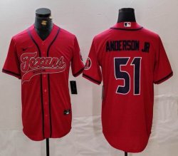 Houston Texans #51 Will Anderson Jr. red baseball jersey Joint Name 02