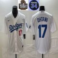 2024 World Series and 34 patch Dodgers #17 Shohei Ohtani Nike white majestic baseball Jersey