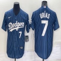 Nike Los Angeles Dodgers #7 Julio Urias blue throwback majestic baseball jersey-BD 02