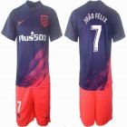 2021-2022 Atletico Madrid club #7 JOAO FELIX red purple soccer jersey away