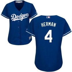 Women Los Angeles Dodgers #4 Herman blue majestic baseball jersey