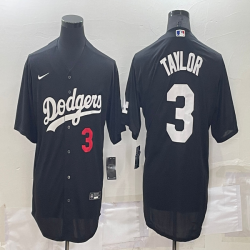 Los Angeles Dodgers #3 Chris Taylor black majestic baseball Jerseys-BD 01