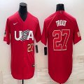 2023 World Cup #27 Mike Trout red USA majestic baseball jerseys 05