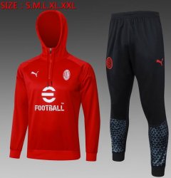 2023-2024 AC Milan club red black soccer uniforms Hoodie with long shorts F526