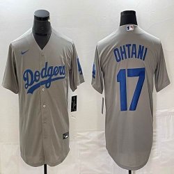 Los Angeles Dodgers #17 Shohei Ohtani Nike gray majestic baseball Jersey 01