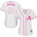 2017 Women Arizona Diamondbacks #51 Randy Johnson white majestic mlb jersey