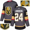 Custom Adidas Vegas Golden Knights #24 Lindberg gray hockey Jersey Champion version