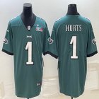 2023 NFL Super Bowl Nike Philadelphia Eagles #1 Jalen Hurts green Color Rush Limited Jersey