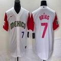 2023 World Cup Mexico #7 Julio Urias white red majestic baseball jerseys 55