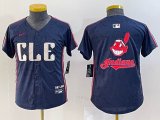 Youth Nike Cleveland Indians blank blue majestic baseball jersey -BD 04