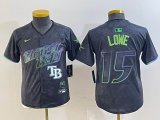 Youth Nike Tampa Bay Rays #15 Lowe black majestic baseball jersey city version 03