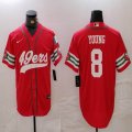 Nike San Francisco 49ers #8 Steve Young red baseball jerseys Joint name-BD