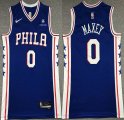 Nike Philadelphia 76ers #0 Tyrese Maxey blue basketball Jersey 75th -XD