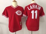 New Cincinnati Reds Devin #11 Barry Larkin red throwback Baseball jerseys