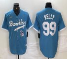 Nike Los Angeles Dodgers #99 Joe Kelly skyblue throwback MLB baseball Jersey 01