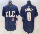 Nike Cleveland Indians #0 Andres Gimenez blue majestic baseball jersey city version -BD