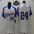 Nike Atlanta Braves #24 Deion Sanders white majestic Mlb baseball Jersey-BD