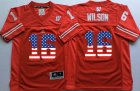 Wisconsin Badgers Russell Wilson 16 USA Flag College Football Jersey -red