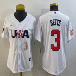 Youth 2023 World Cup #3 Mookie Betts white USA majestic baseball jerseys 05