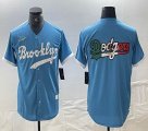 Nike Los Angeles Dodgers blank skyblue throwback MLB baseball Jersey -BD 01