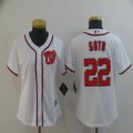 Women Washington Nationals #22 Juan Soto white majestic baseball jersey