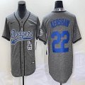 Nike Los Angeles Dodgers #22 Clayton Kershaw Hemp grey majestic baseball jerseys Joint name -BD 01