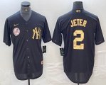 Nike New York Yankees #2 Derek Jeter black gold majestic baseball Jersey -BD 02