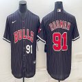 Nike Chicago Bulls #91 Dennis Rodman black baseball jerseys Joint name-BD 03