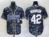 Nike Los Angeles Dodgers #42 Jackie Robinson gray camo majestic baseball Jerseys Joint name -BD 01