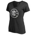 Women's LA Clippers Fanatics Branded Black Marble Logo Plus Size V-Neck T-Shirt