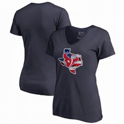 Houston Texans NFL Pro Line by Fanatics Branded Women\'s Banner State V-Neck T-Shirt â€“ Navy