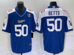 Nike Los Angeles Dodgers #50 Mookie Betts blue white majestic baseball Jerseys Joint name -BD