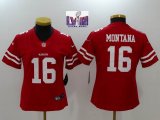 Women Nike San Francisco 49ers #16 Joe Montana red color Rush Limited Jersey