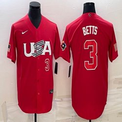 2023 World Cup #3 Mookie Betts red USA majestic baseball jerseys 04