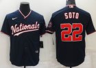 Washington Nationals #22 Juan Soto blue majestic baseball jersey 01